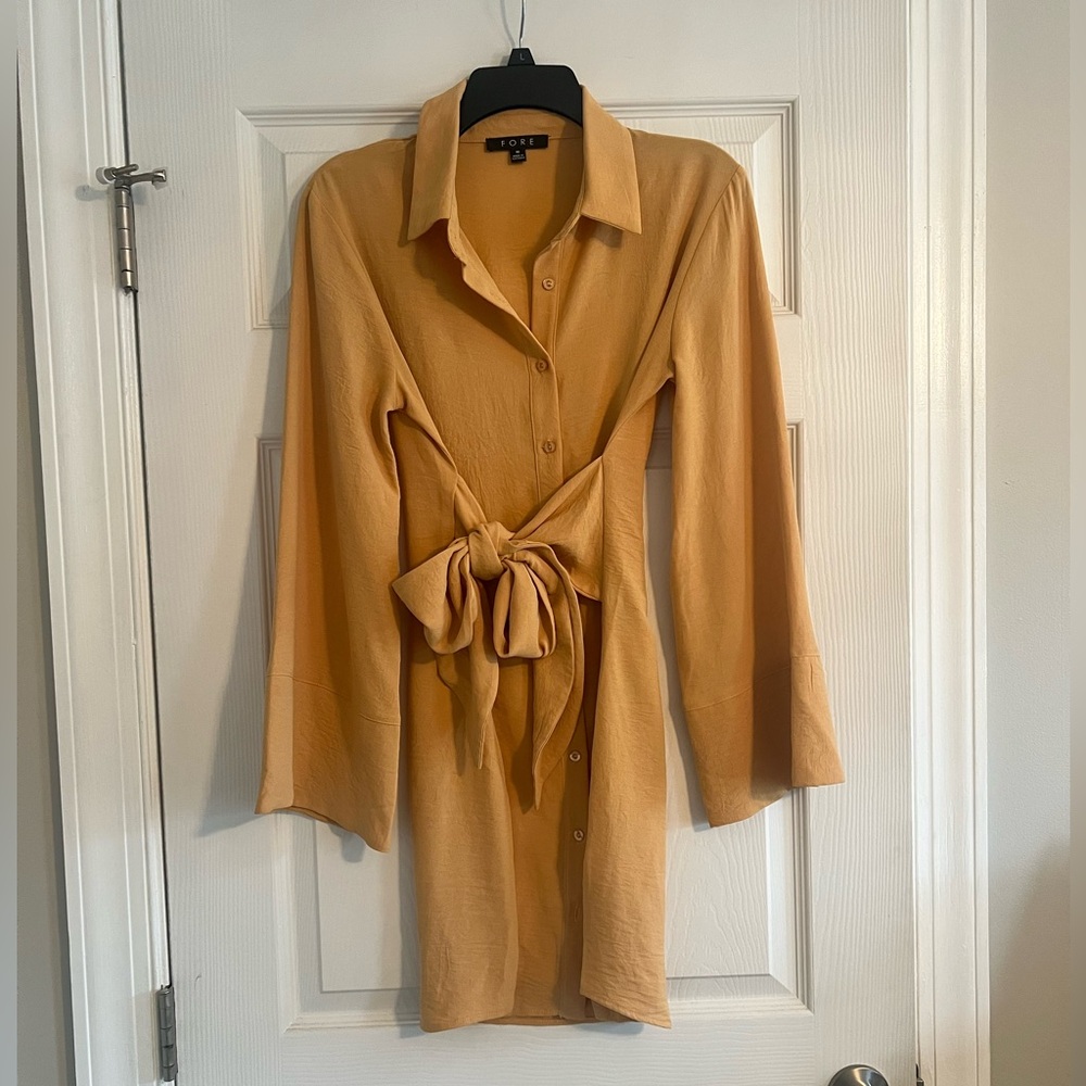 Mustard Yellow Button-Up Dress